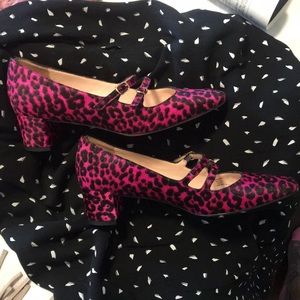 #FallPicks! Beautiful Hot Pink and Black Leopard faux fur Mary Janes